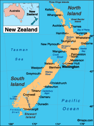 карта Новой Зеландии
